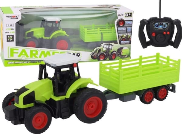 LeanToys RC fjärrstyrd traktor med släp 1:16 Grön