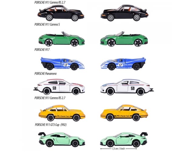Mattel Majorette Porsche Premium Cars 6 erilaista yhdistelmää