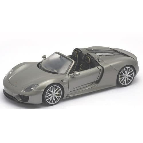 Miniatyrer monterade - Welly - Porsche 918 Cabriolet - Silver - 1/24 - För vuxna från 14 år