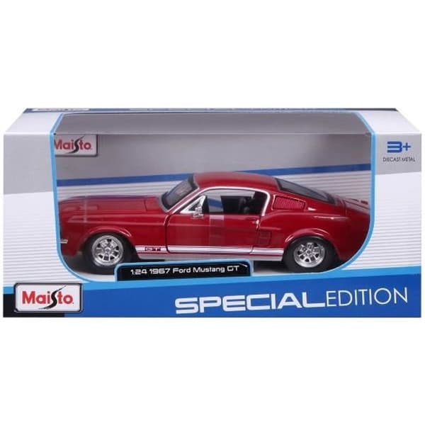 Maisto 1967 Ford Mustang GT 1/24:e skala metallbil - Röd