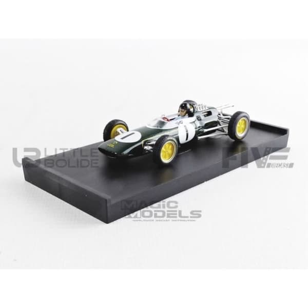 Samlarbil i miniatyr - BRUMM 1/43 - LOTUS 25 - Vinnare GP Belgien 1963 - Grön / Gul - R331CH
