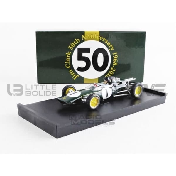 Samlarbil i miniatyr - BRUMM 1/43 - LOTUS 25 - Vinnare GP Belgien 1963 - Grön / Gul - R331CH