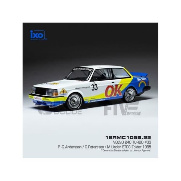 Samlarbil - IXO - VOLVO 240 Turbo - Zolder 1985 - Vit/Blå/Gul