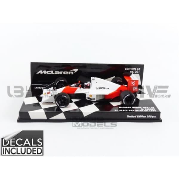 Samlarbil i miniatyr - MINICHAMPS - McLaren Honda MP4/5B - 1/43 - GP USA 1989 - Vit/Röd