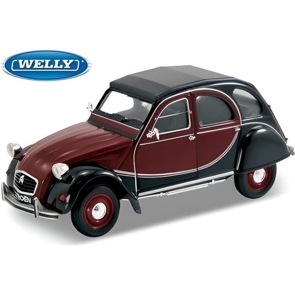 Miniatyrbil - WELLY - CITROEN 2 CV 6 CHARLESTON - Mörkröd och svart - För barn