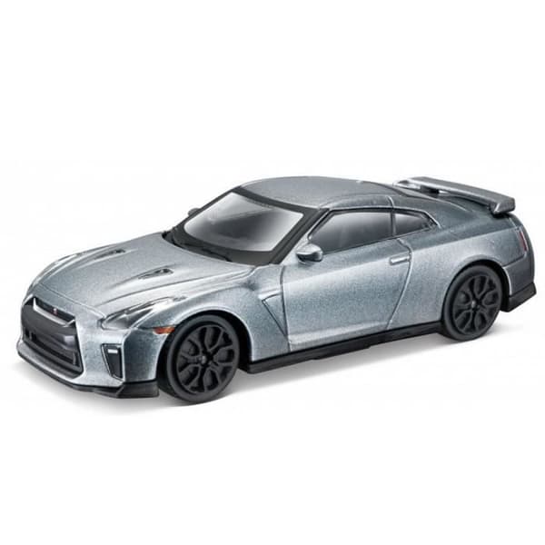 Monterade miniatyrer - Burago - Nissan GTR 2017 - Färg Grå - Skala 1/43 - För barn från 6 år
