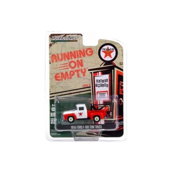 Monterade miniatyrer - Ford F100 Texaco tankstation *kör på tom serie 12*, röd/vit 1956 1/64 Greenlight