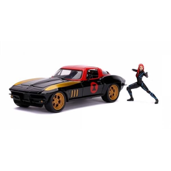 Monterade miniatyrer - Chevrolet Corvette Black Widow med 1966 1/24 Jada-figur