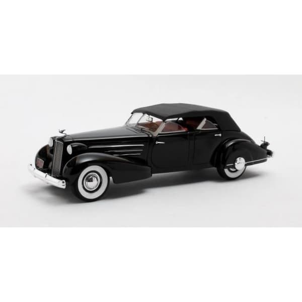 Monterade miniatyrer - Cadillac V-16 dual Cowl Sport Pheaton stängd svart 1937 1/43 Matrix