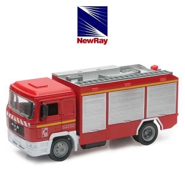 Miniatyr - NEW RAY - Brandbil - 1/43° - Röd - 18 cm