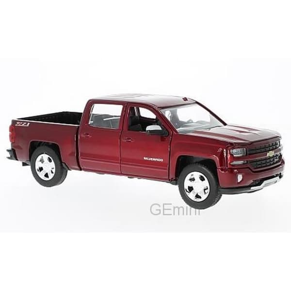 Monterade miniatyrer - Chevrolet Silverado 1500 LT Z71 dubbelhytt röd - Skala 1/27 2017 1/24 Motormax