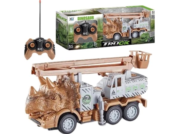 BIL LASTBIL FJÄRRKONTROLL DINOSAURIE MUSIK KORG FJÄRRKONTROLL RC BRANDKÅR