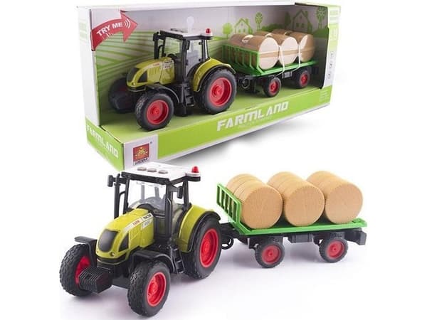 Teka Traktor med släpvagn för höbalar ljus och ljud