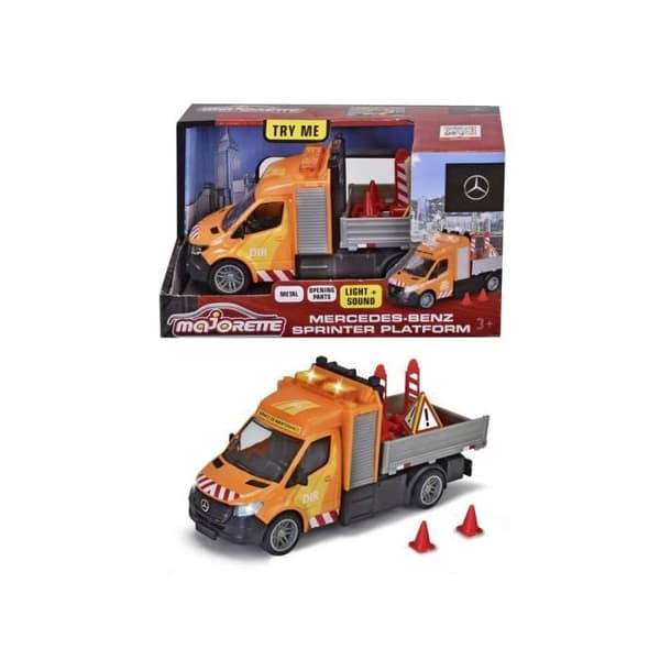 Leksak - MAJORETTE - Mercedes-Benz Sprinter Plattform - Vit - 3 år - Utomhus