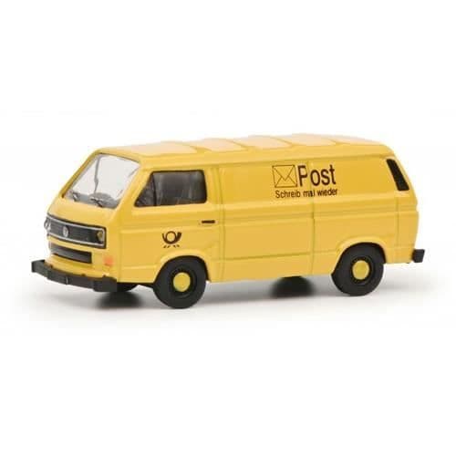 Modell av furgon - SCHUCO - Volkswagen T3 DBP - Gul - Förmonterad - Skala 1:87