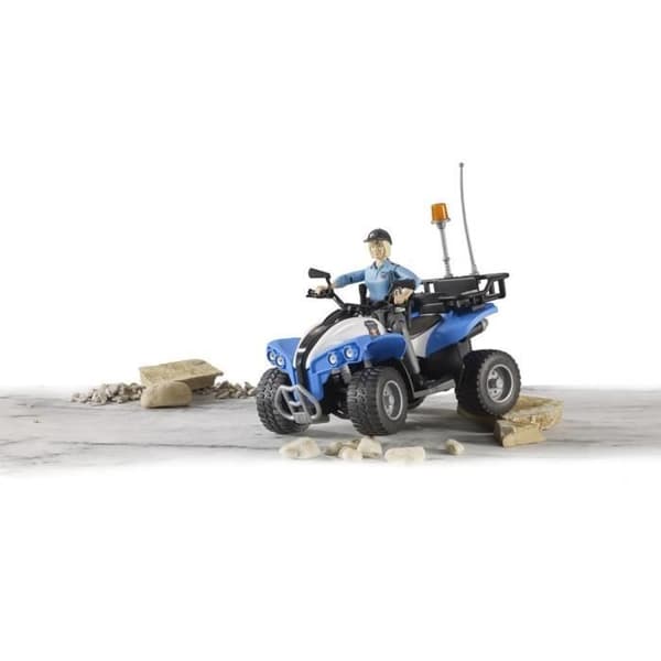 BRUDER polisfyrhjuling med polis och tillbehör - 16 cm - Interiör - Unisex - Blå