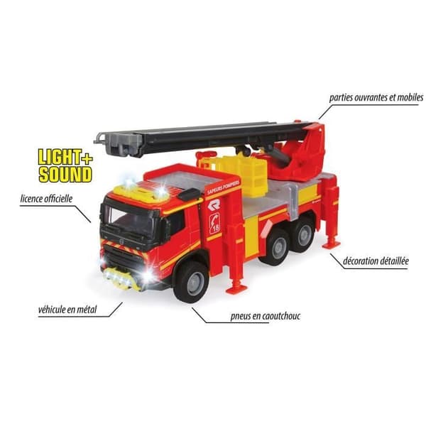 Volvo Brandbil - MAJORETTE - 19 cm - Öppna dörrar - Ljud och ljus