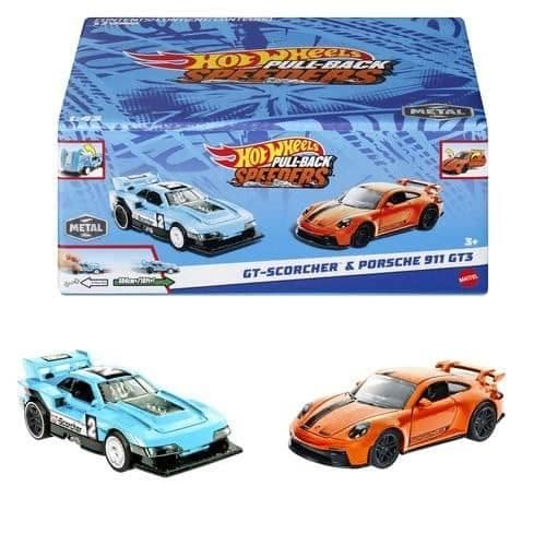 Hot Wheels®-2 Pull Back Vehicles-Set 1/43 skala HPR91