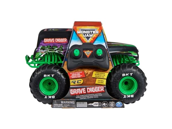 Monster Jam MJC RDC 1to15 Grave Digger INTL GML, Monster truck, 4 år, Sort, Grønn