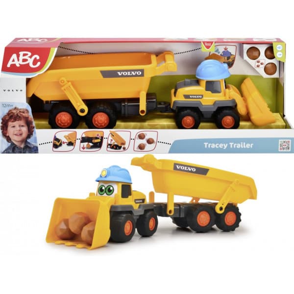 Simba Dickie ABC Tracey Trailer - Gravemaskine og aftagelig trailer