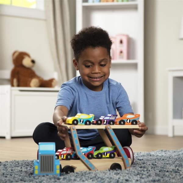 Melissa & Doug Wooden Cars Race-Car Carrier