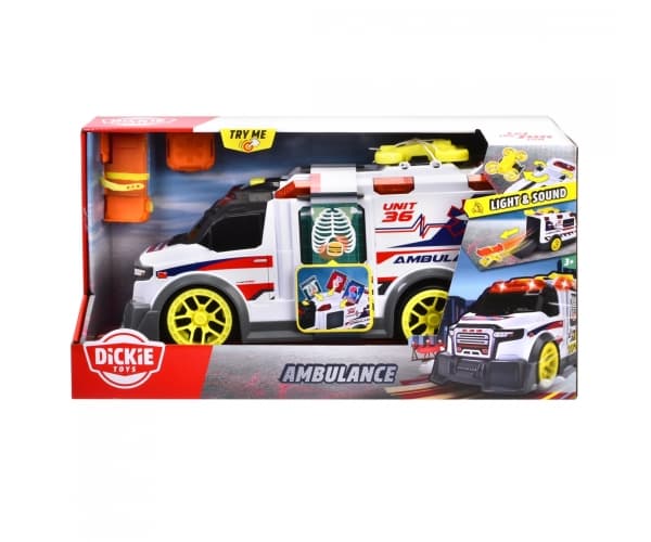 Dickie Toys 203307003, Ambulanssi, 3 vuotta, AA, punainen, valkoinen