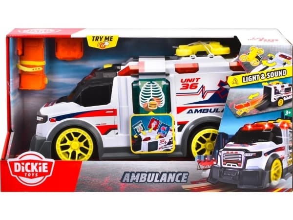 Dickie Toys 203307003, Ambulanssi, 3 vuotta, AA, punainen, valkoinen