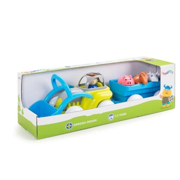 Viking Toys Traktor med släp, man och 3 djur (130038)