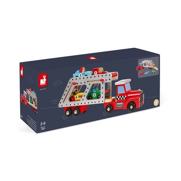 JANOD Story Racing Trä Carrier Lastbil - Från 2 år - Röd