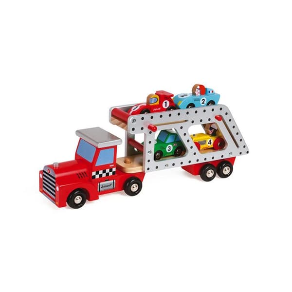 JANOD Story Racing Trä Carrier Lastbil - Från 2 år - Röd