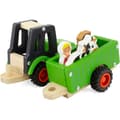 Miniatyrbild 3 av 4: Träleksak - Ulysse - Grön traktor och släp - 3 figurer - Gummihjul - 12 månader och uppåt