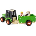 Miniatyrbild 4 av 4: Träleksak - Ulysse - Grön traktor och släp - 3 figurer - Gummihjul - 12 månader och uppåt