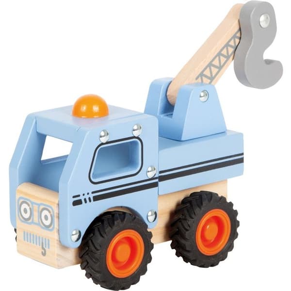 Träleksak - Small Foot - Blå bärgningsbil - Mobil kran - Gummihjul - FSC