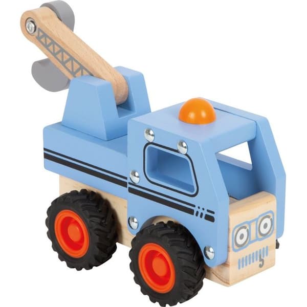 Träleksak - Small Foot - Blå bärgningsbil - Mobil kran - Gummihjul - FSC