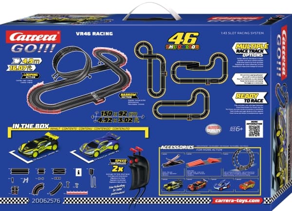 Carrera 20062576, Set med racerbil och racerbana, VR46 Ultimate Racing, 6 år, Flerfärgad