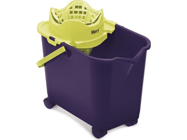 Mopp NPC Polska Mery Rektangulær bøtte på hjul med squeezer 20 l lilla + lime