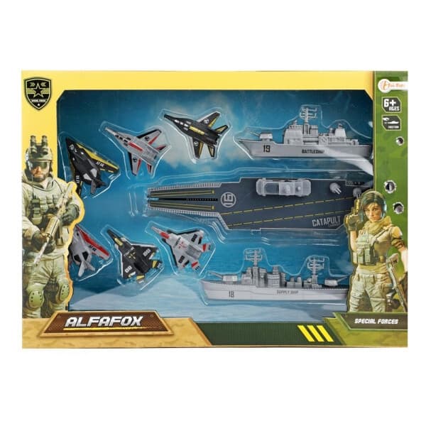 Toi Toys Alfafox Military hangarskib med Launch Jet Fighters