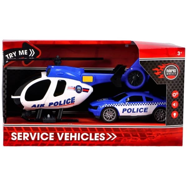 Rapid Wheels politihelikopter og bil + lys og lyd