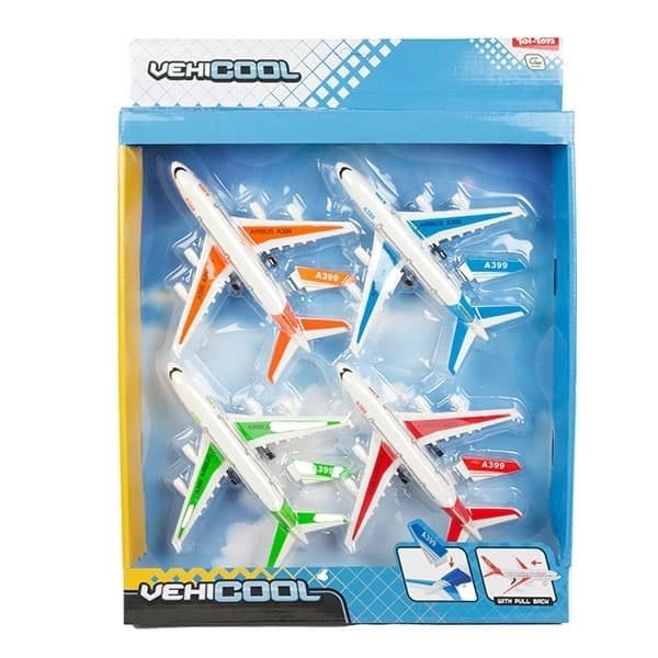 Flygplan &amp; Helikoptrar Set Flygplan 4 delar Pull Back