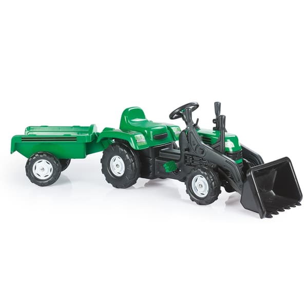 Dolu Pedal Traktor Grävmaskin + Trailer Grön
