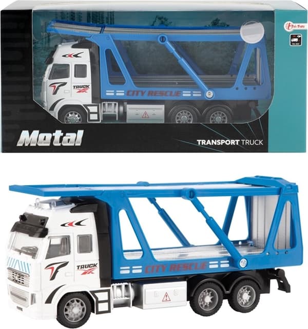 Metal Car Transport Lastbil 1:38 Blå 12cm