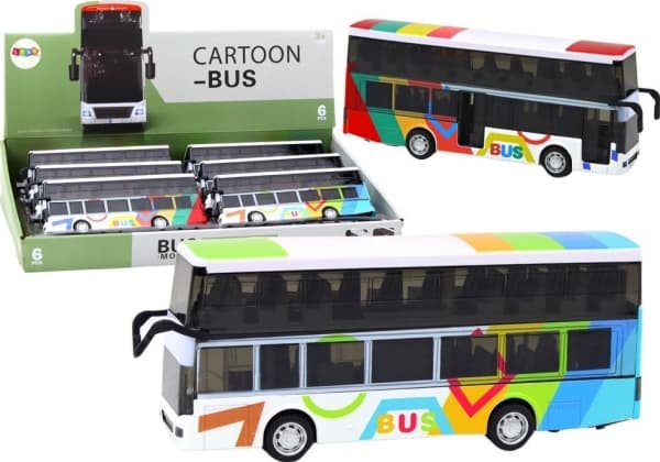 LeanToys dobbeltdekker buss med motor, metall, fargerike lys, lyder