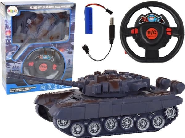 LeanToys R/C Fjärrstyrd stridsvagn ljus ljud marinblå 1:18 27MHz