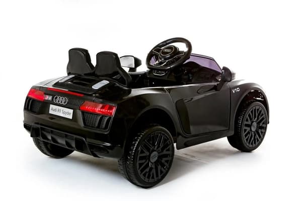 Audi R8 Spyder Elektrisk Barnbil - Svart, Licensierad, Riktiga Motorljud, Fjärrstyrd