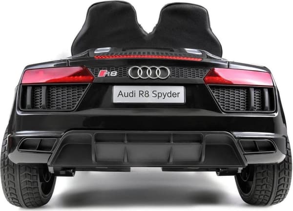 Audi R8 Spyder Elbil för barn - Svart, fjärrstyrd, med äkta motorbuller