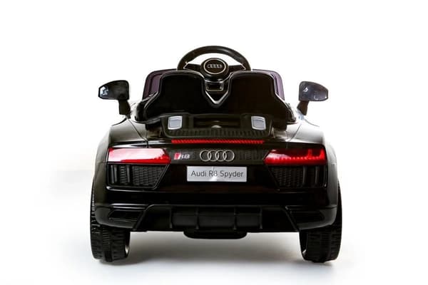 Audi R8 Spyder Elbil för barn - Svart, fjärrstyrd, med äkta motorbuller