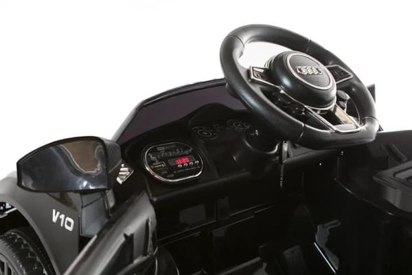 Audi R8 Spyder Elbil för barn - Svart, fjärrstyrd, med äkta motorbuller
