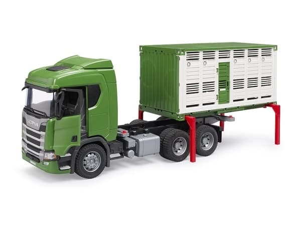 Bruder Scania Super 560R Cattle transportation truck with 1 cow toy