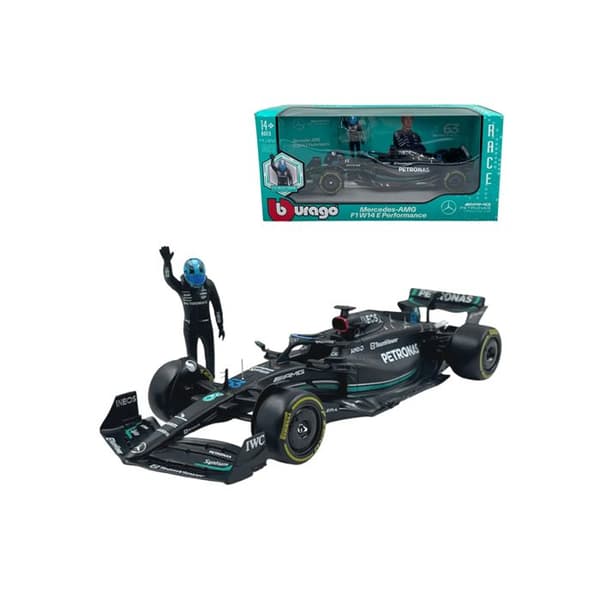 Miniatyrbil - Bburago - Mercedes AMG Petronas - George Russell - 1:24 - Svart