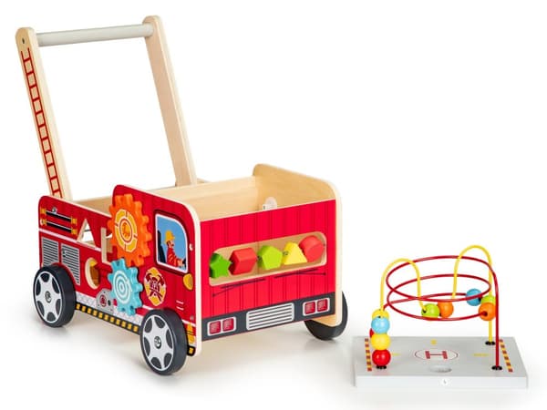 Pedagogisk brandmansgåbricka i trä för småbarn - Förbättrar motorik & säkerhet